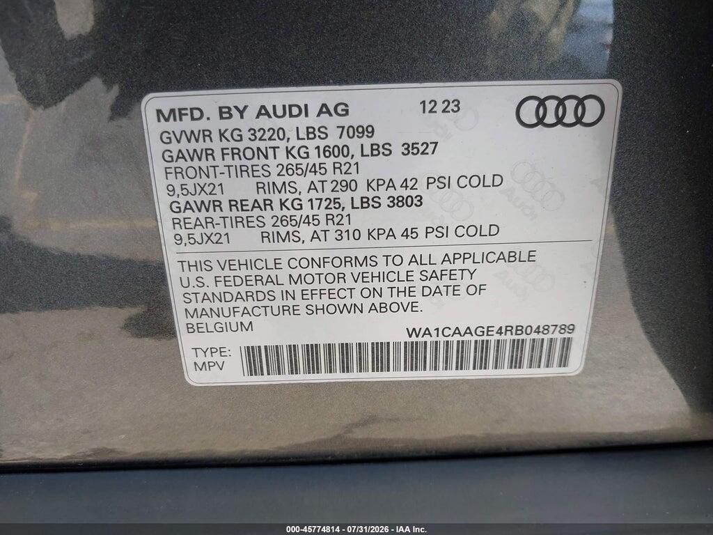 WA1CAAGE4RB048789 2024 AUDI Q8 E-TRON photo no. 9
