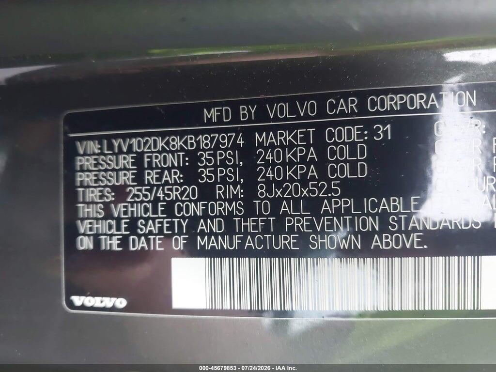 LYV102DK8KB187974 2019 VOLVO XC60 photo no. 9