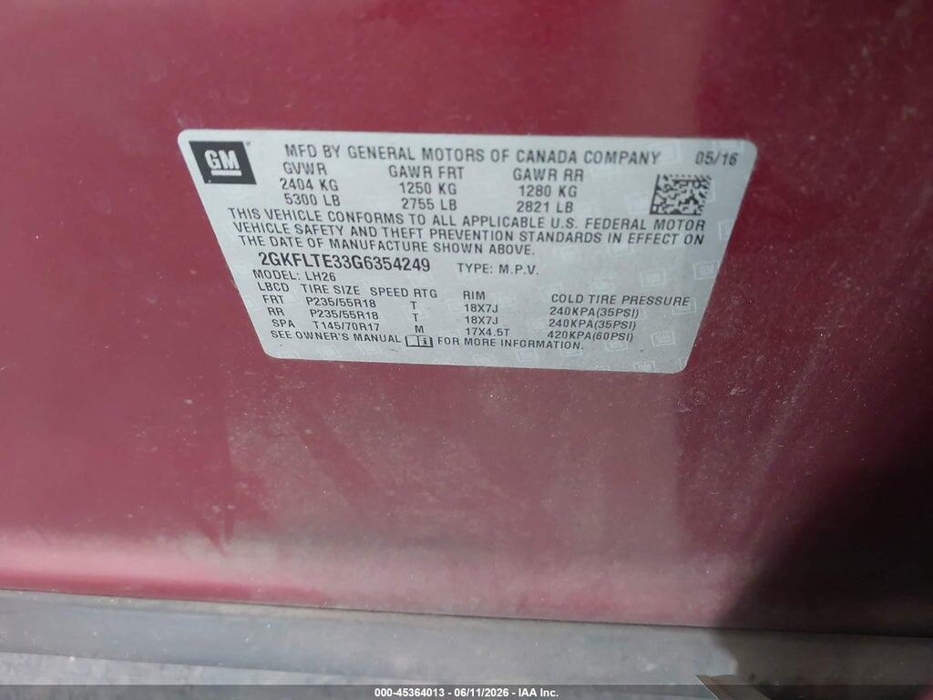2GKFLTE33G6354249 2016 GMC TERRAIN photo no. 9