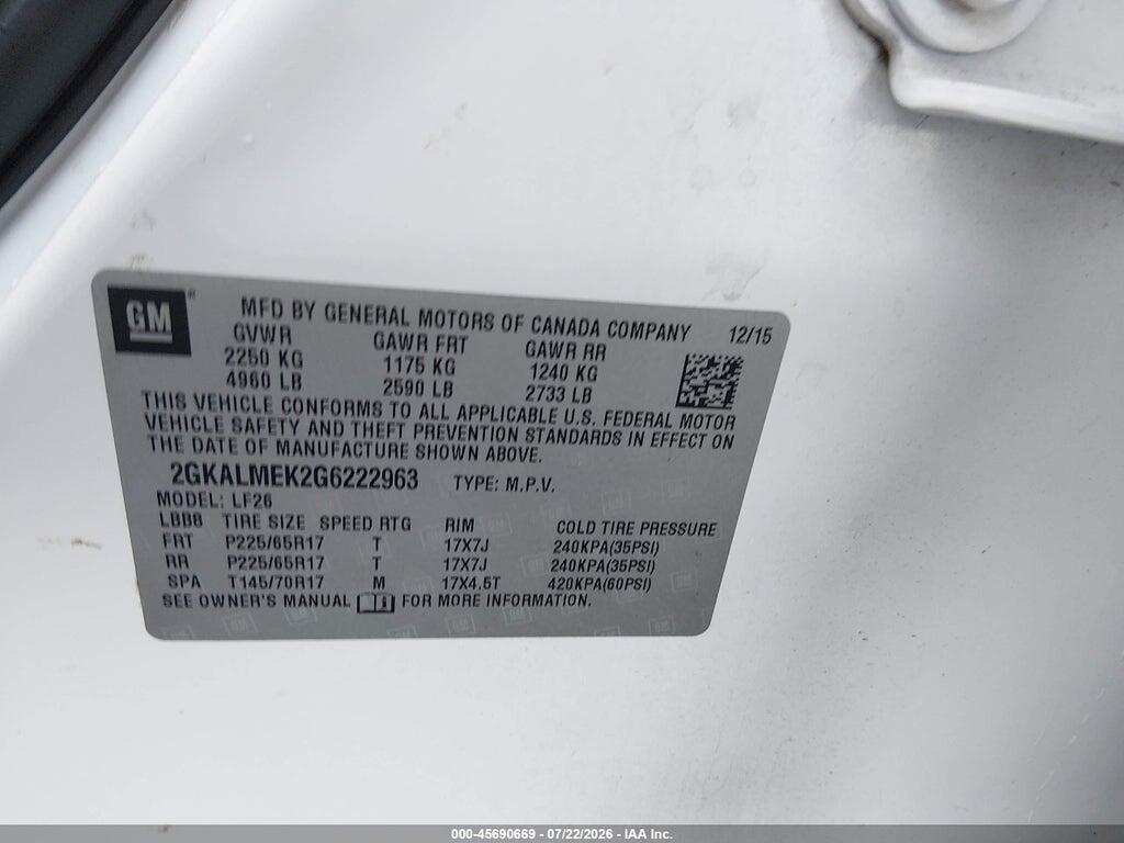 2GKALMEK2G6222963 2016 GMC TERRAIN photo no. 9