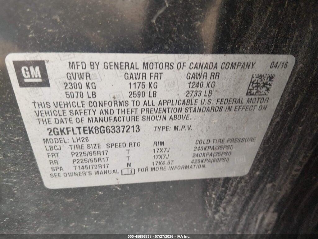 2GKFLTEK8G6337213 2016 GMC TERRAIN photo no. 8