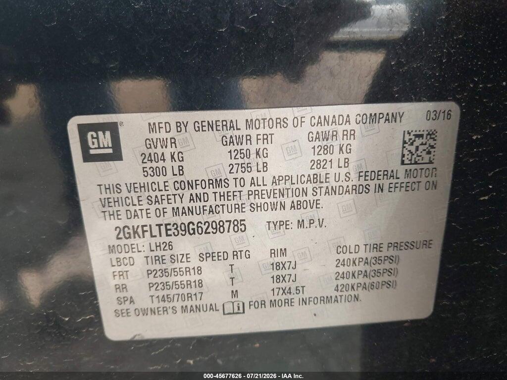 2GKFLTE39G6298785 2016 GMC TERRAIN photo no. 9