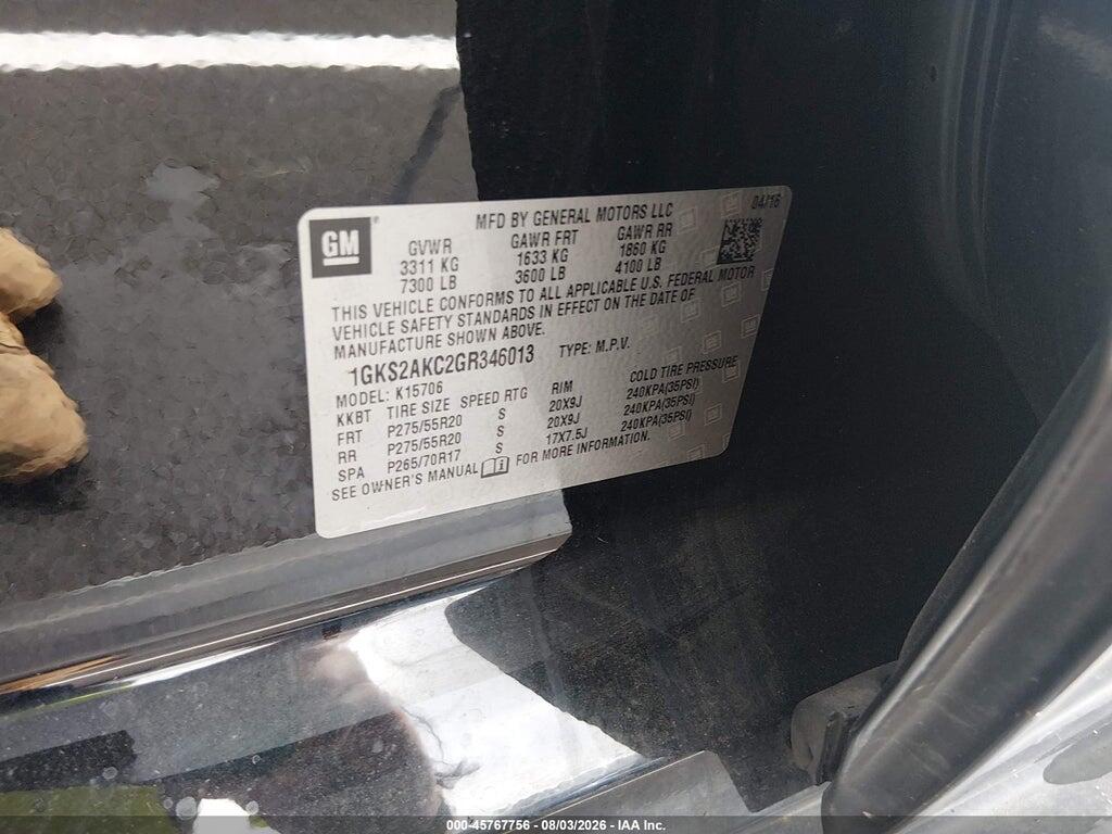 1GKS2AKC2GR346013 2016 GMC YUKON photo no. 9