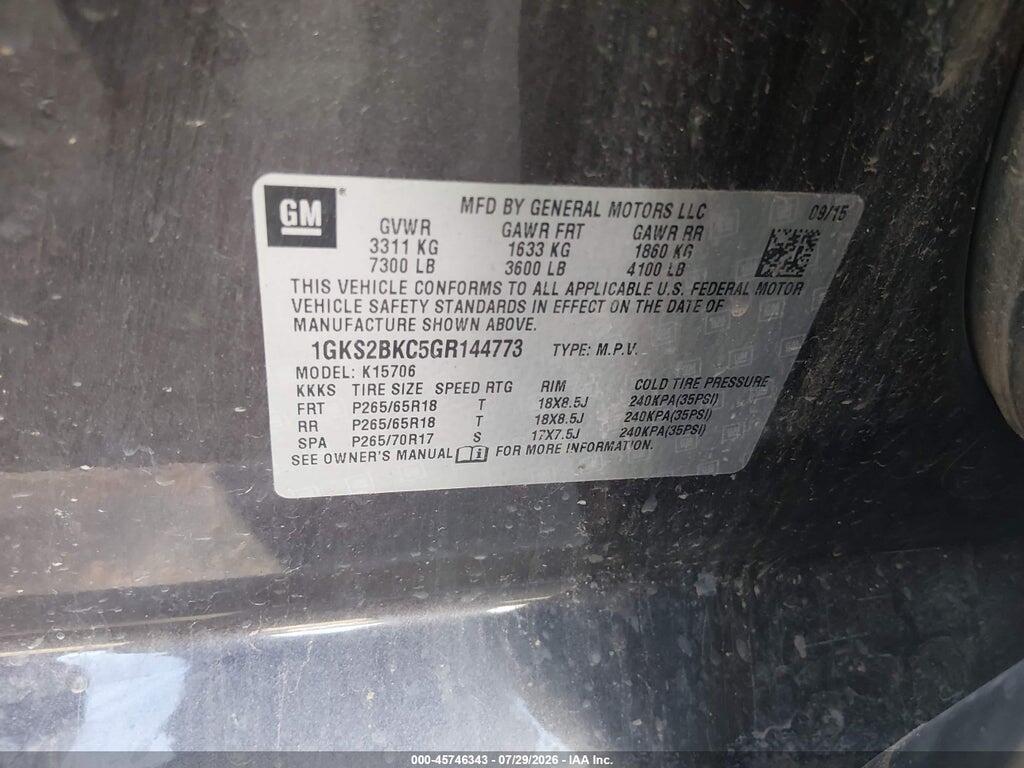 1GKS2BKC5GR144773 2016 GMC YUKON photo no. 9