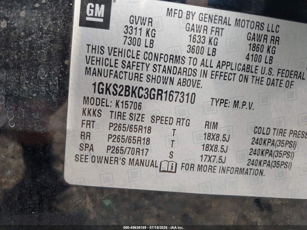 1GKS2BKC3GR167310 2016 GMC YUKON photo no. 9