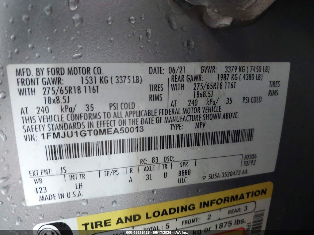 1FMJU1GT0MEA50013 2021 FORD EXPEDITION photo no. 9