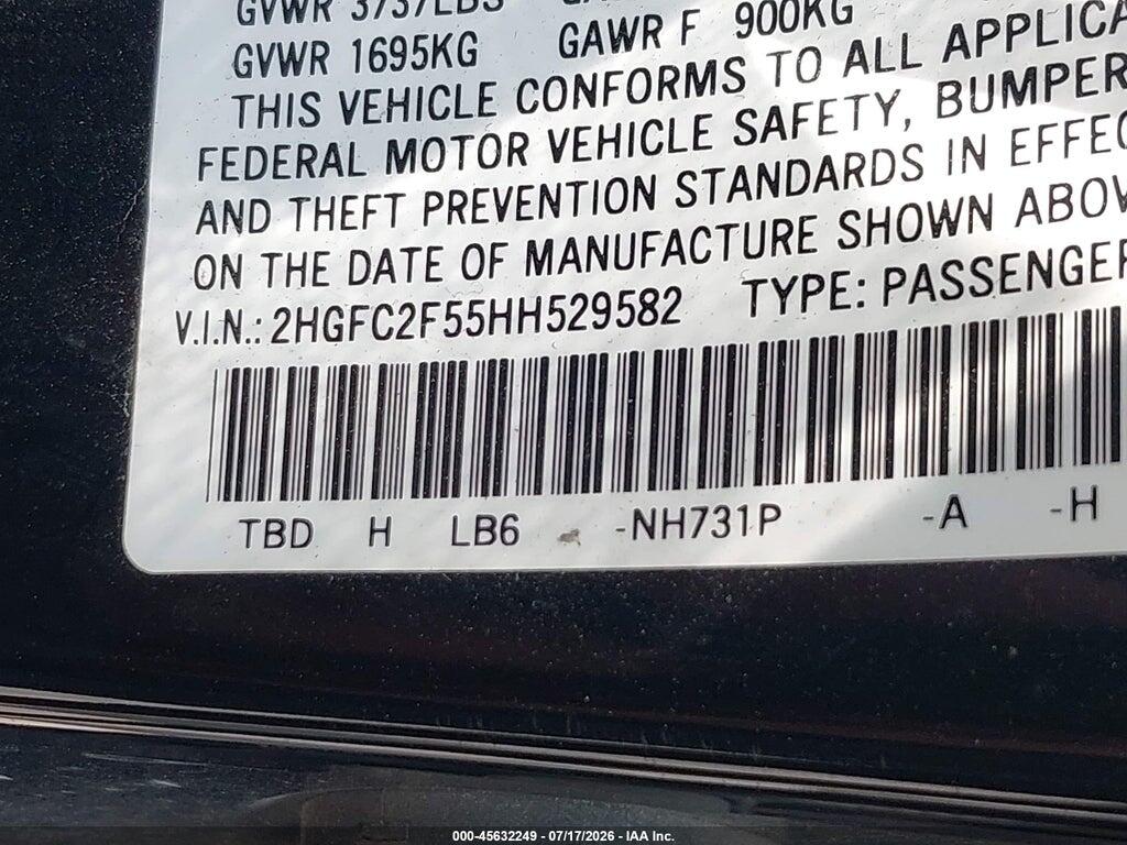 2HGFC2F55HH529582 2017 HONDA CIVIC photo no. 9