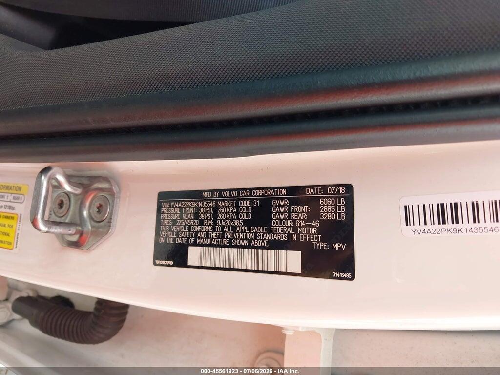 YV4A22PK9K1435546 2019 VOLVO XC90 photo no. 9