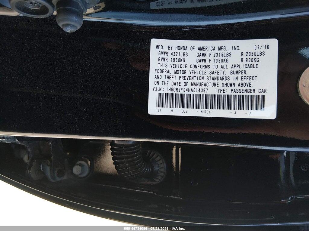1HGCR2F04HA014397 2017 HONDA ACCORD photo no. 9