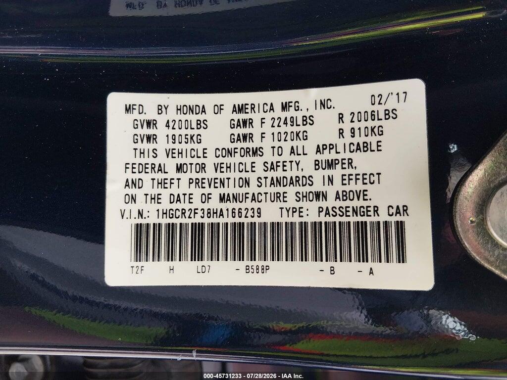 1HGCR2F38HA166239 2017 HONDA ACCORD photo no. 9