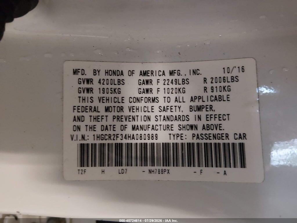 1HGCR2F34HA080989 2017 HONDA ACCORD photo no. 9