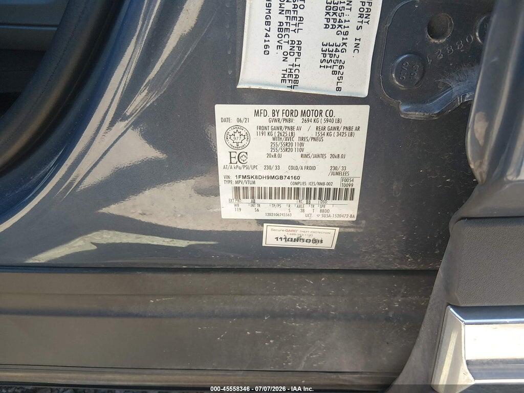 1FMSK8DH9MGB74160 2021 FORD EXPLORER photo no. 9