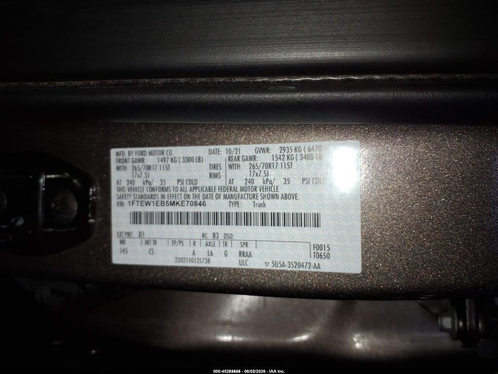 1FTEW1EB5MKE70846 2021 FORD F-150 photo no. 9