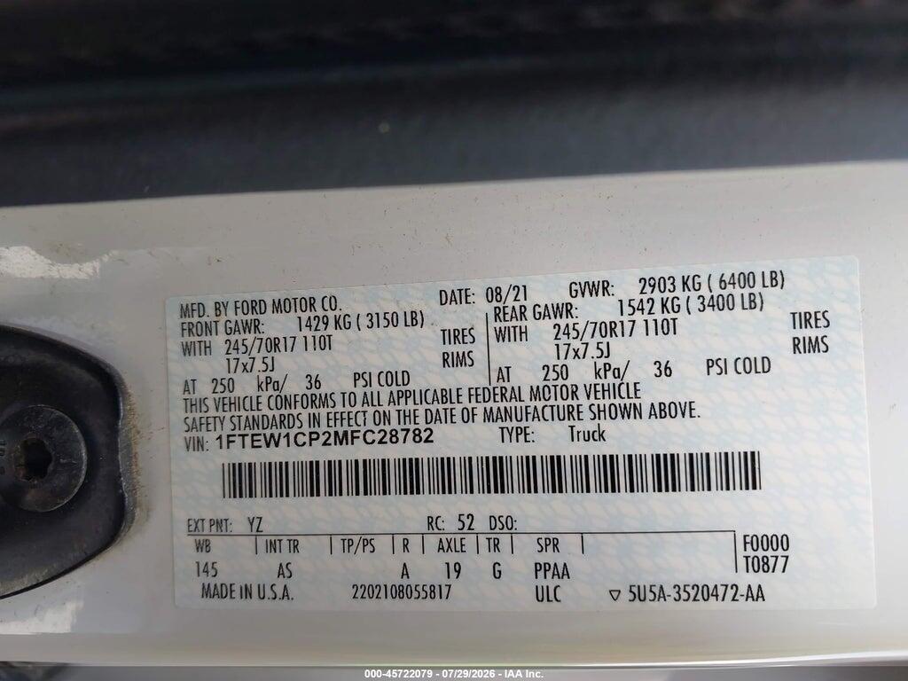 1FTEW1CP2MFC28782 2021 FORD F-150 photo no. 9