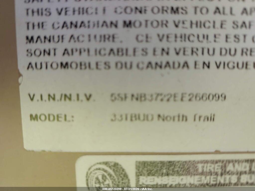 5SFNB3722EE266099 2014 HEARTLAND NORTH TRAIL TRAVEL TRAILER photo no. 9