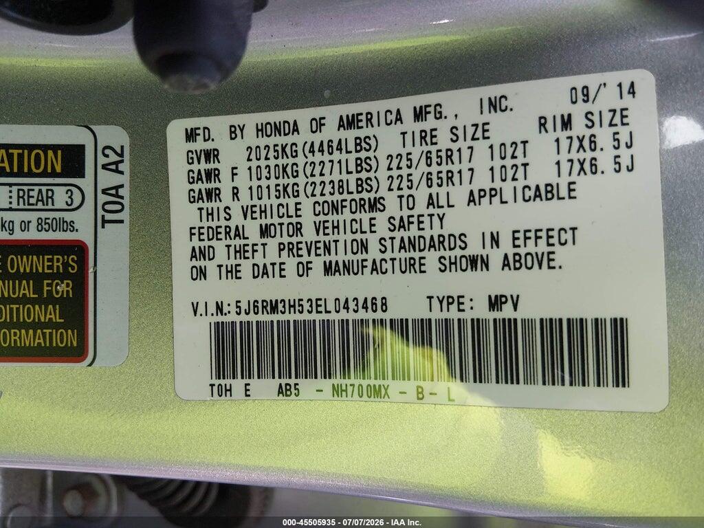 5J6RM3H53EL043468 2014 HONDA CR-V photo no. 9