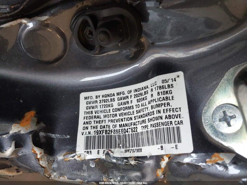 19XFB2F89EE047622 2014 HONDA CIVIC photo no. 9