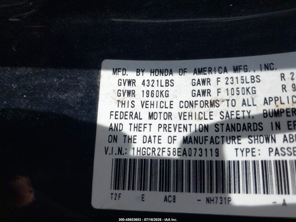 1HGCR2F58EA073119 2014 HONDA ACCORD photo no. 9