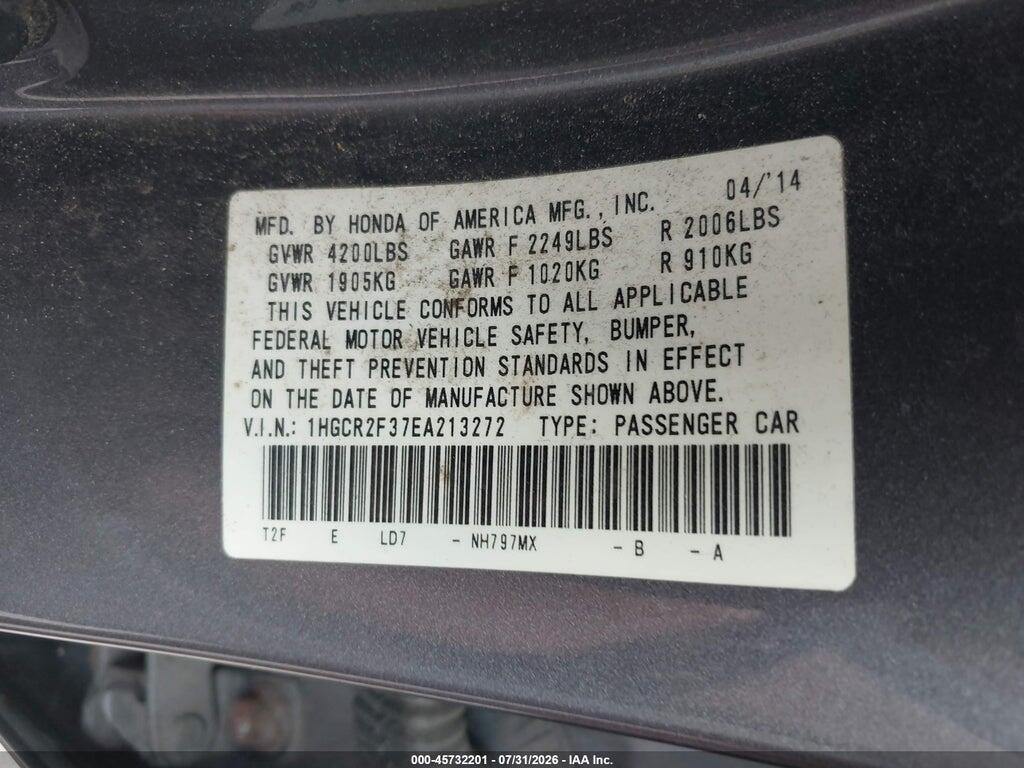 1HGCR2F37EA213272 2014 HONDA ACCORD photo no. 9