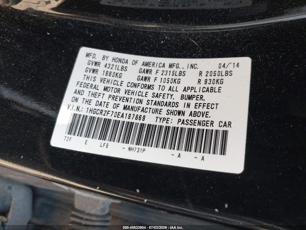 1HGCR2F70EA197869 2014 HONDA ACCORD photo no. 9