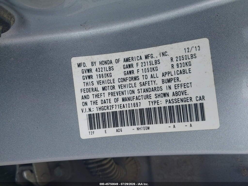 1HGCR2F71EA101697 2014 HONDA ACCORD photo no. 9