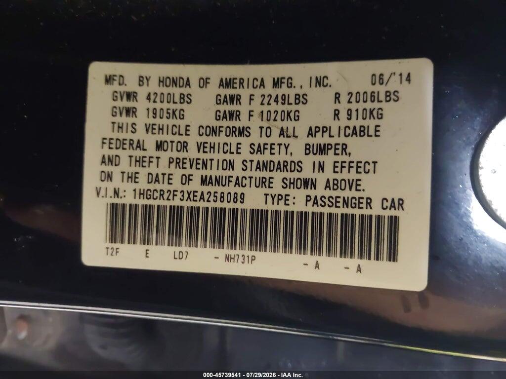 1HGCR2F3XEA258089 2014 HONDA ACCORD photo no. 9