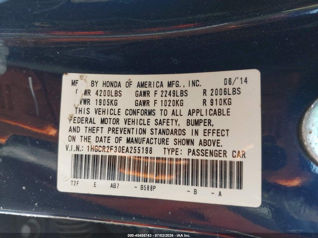 1HGCR2F30EA255198 2014 HONDA ACCORD photo no. 9
