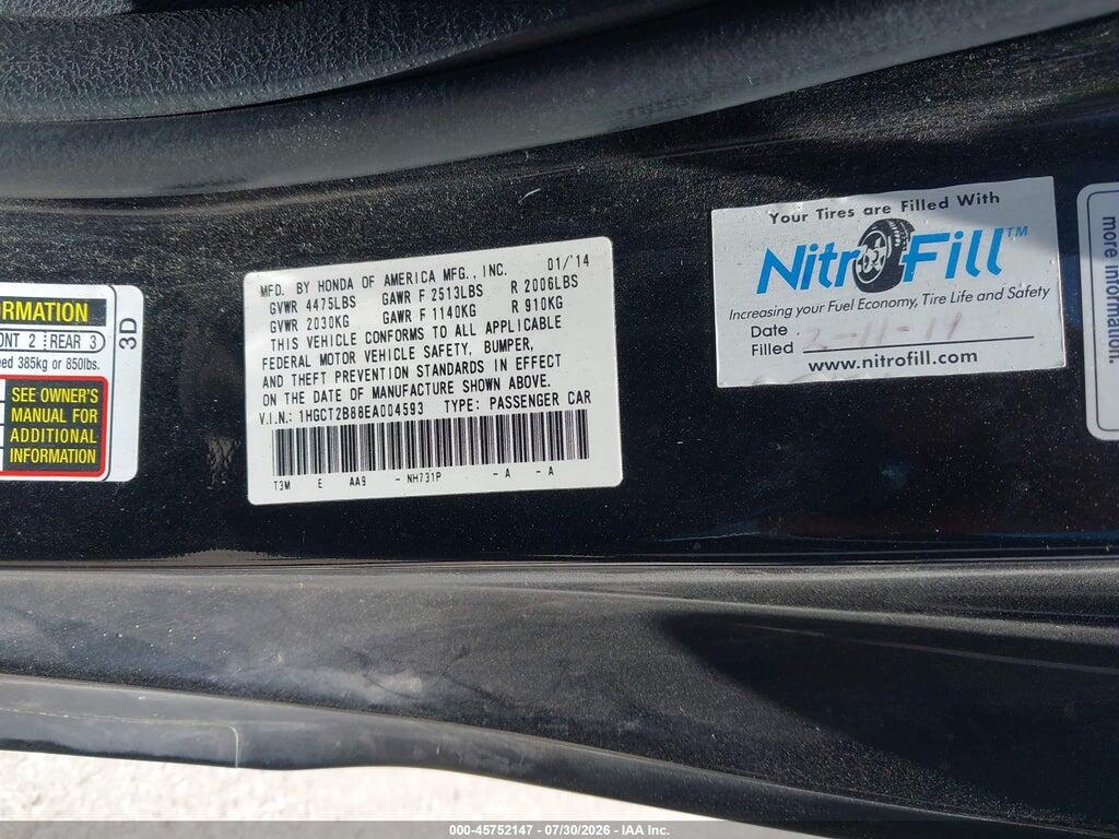 1HGCT2B88EA004593 2014 HONDA ACCORD photo no. 9