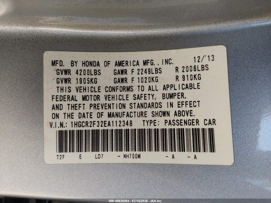 1HGCR2F32EA112348 2014 HONDA ACCORD photo no. 9