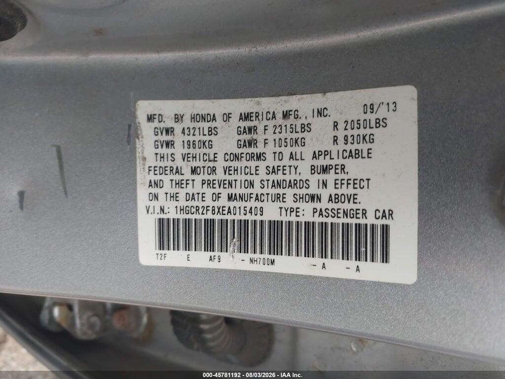 1HGCR2F8XEA015409 2014 HONDA ACCORD photo no. 9