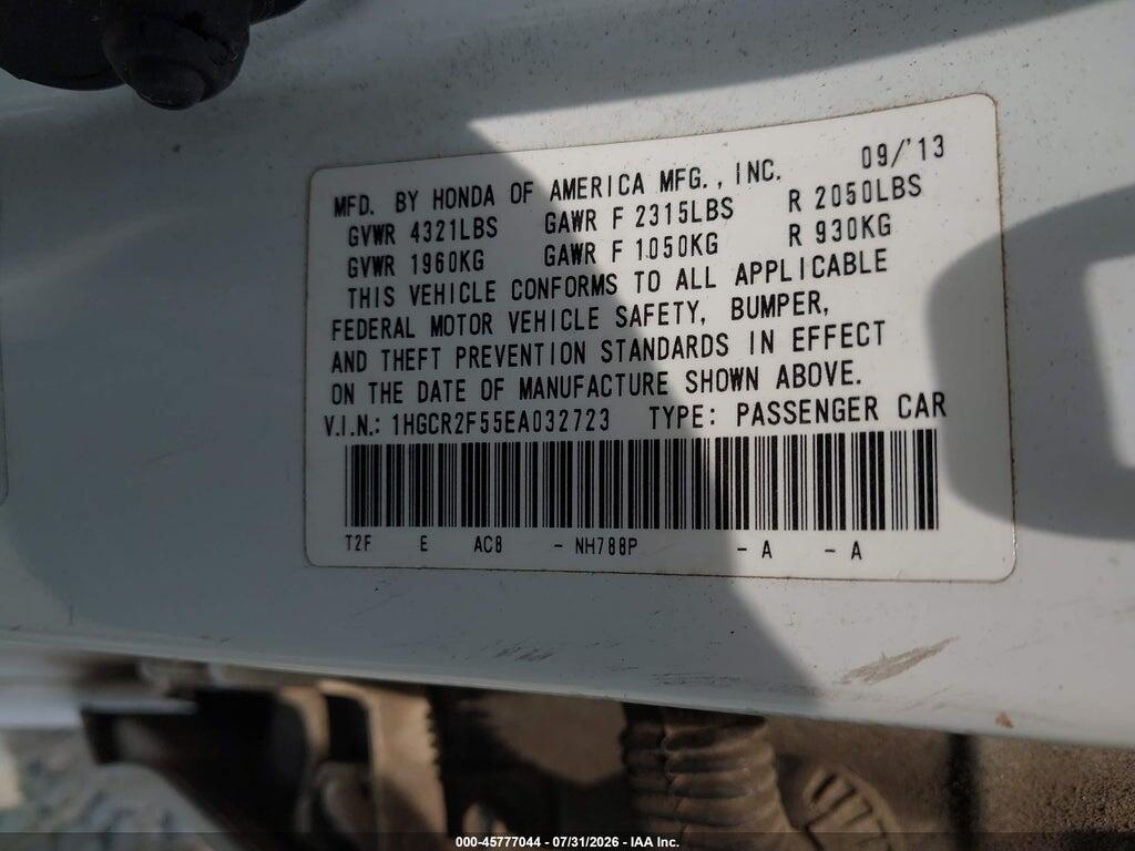 1HGCR2F55EA032723 2014 HONDA ACCORD photo no. 9