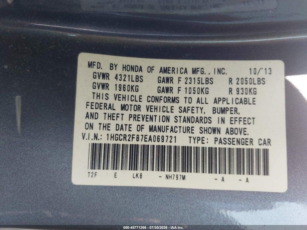 1HGCR2F87EA069721 2014 HONDA ACCORD photo no. 9