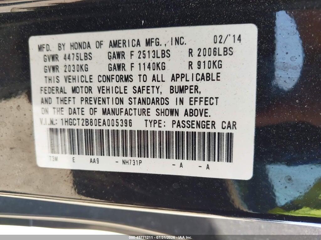 1HGCT2B80EA005396 2014 HONDA ACCORD photo no. 9