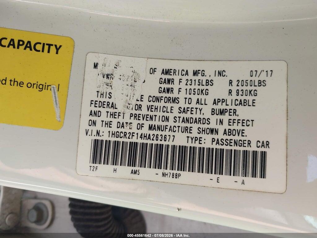 1HGCR2F14HA263677 2017 HONDA ACCORD photo no. 9