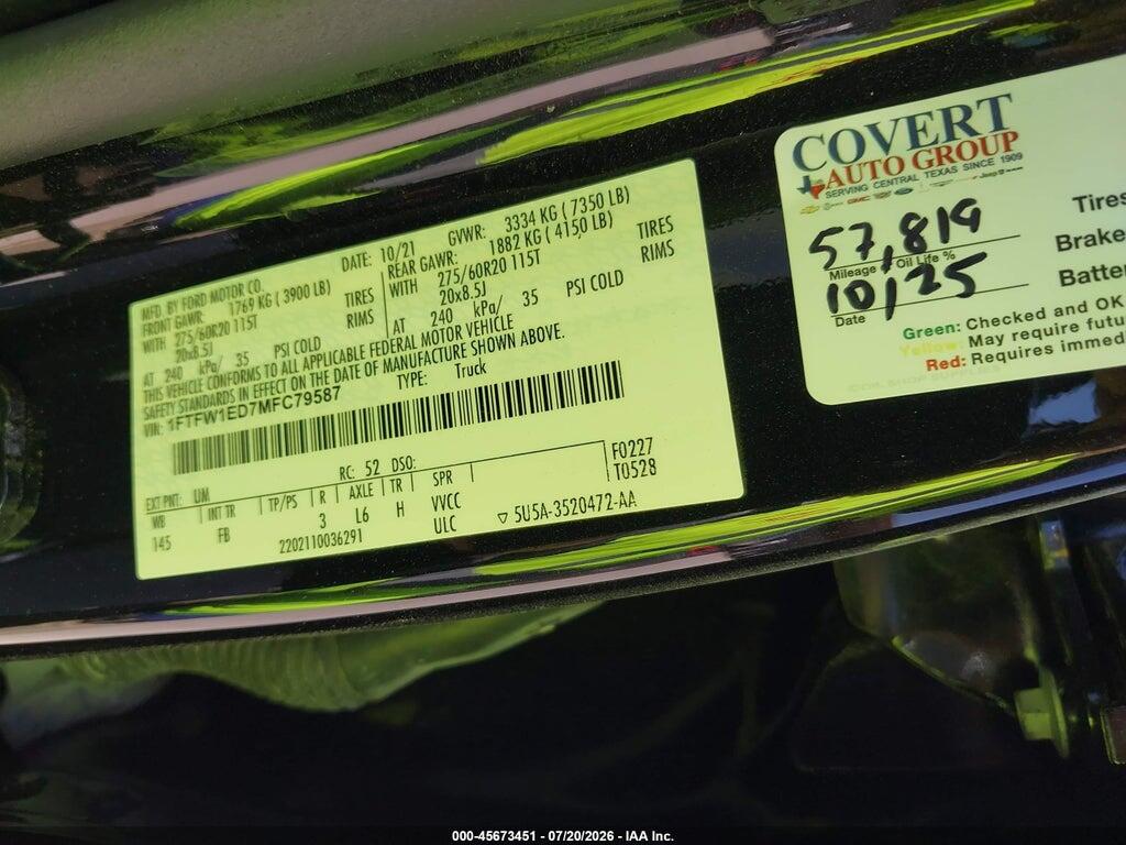 1FTFW1ED7MFC79587 2021 FORD F-150 photo no. 9