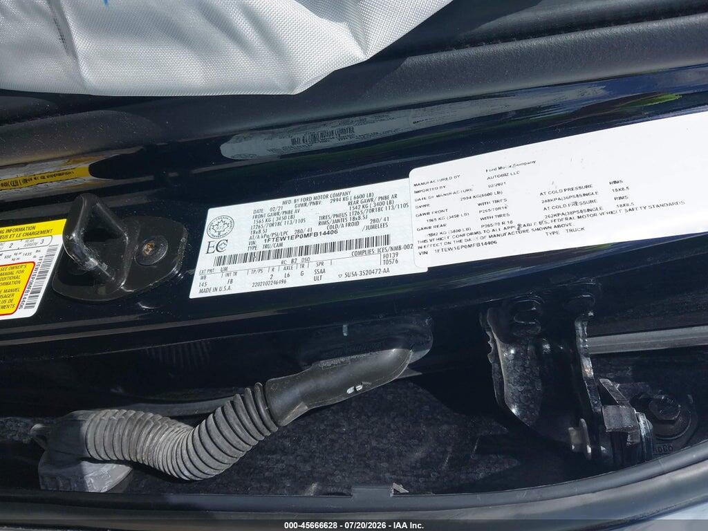 1FTEW1EP0MFB14406 2021 FORD F-150 photo no. 9
