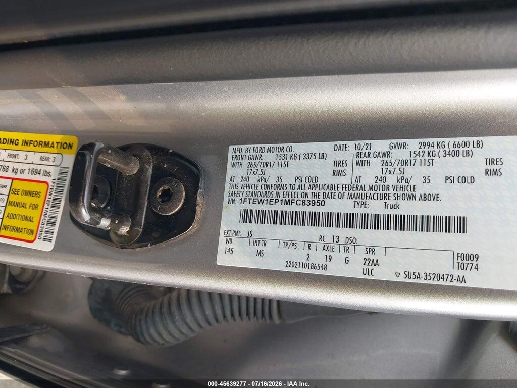 1FTEW1EP1MFC83950 2021 FORD F-150 photo no. 9