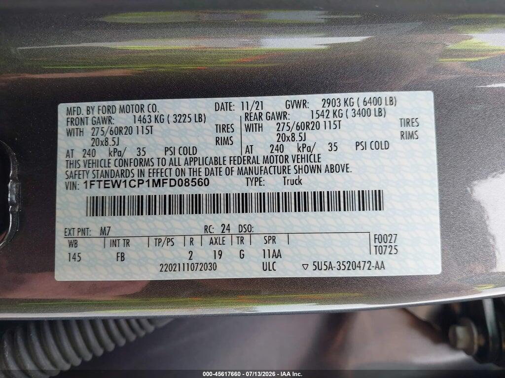 1FTEW1CP1MFD08560 2021 FORD F-150 photo no. 9