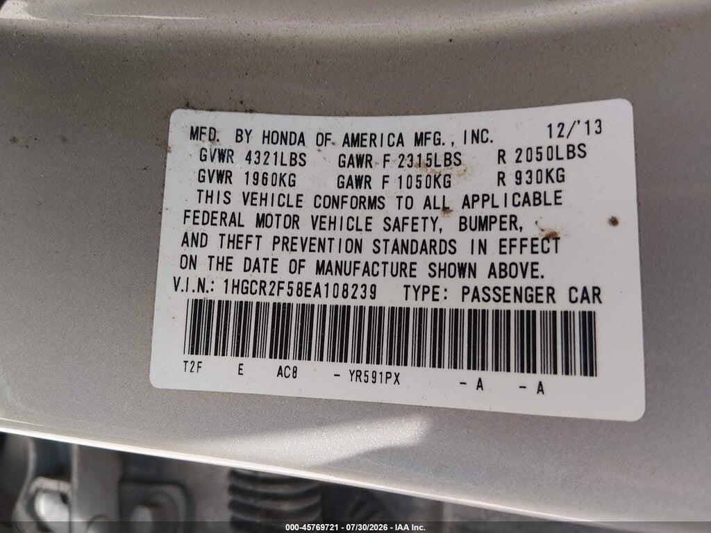 1HGCR2F58EA108239 2014 HONDA ACCORD photo no. 9