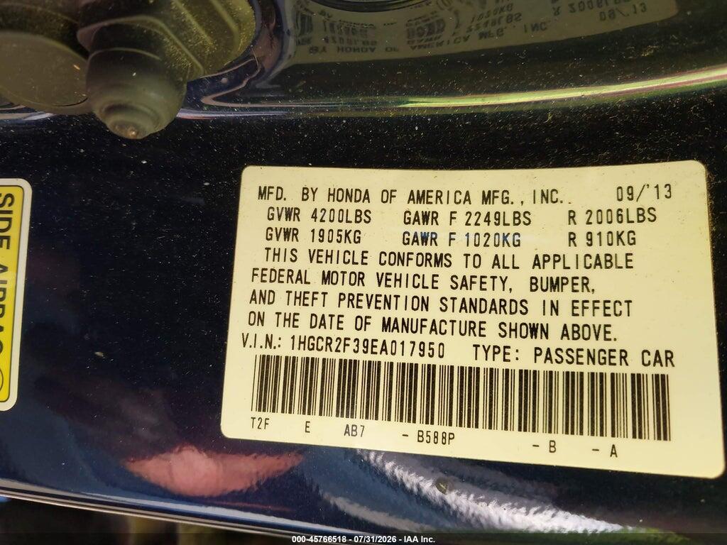 1HGCR2F39EA017950 2014 HONDA ACCORD photo no. 9