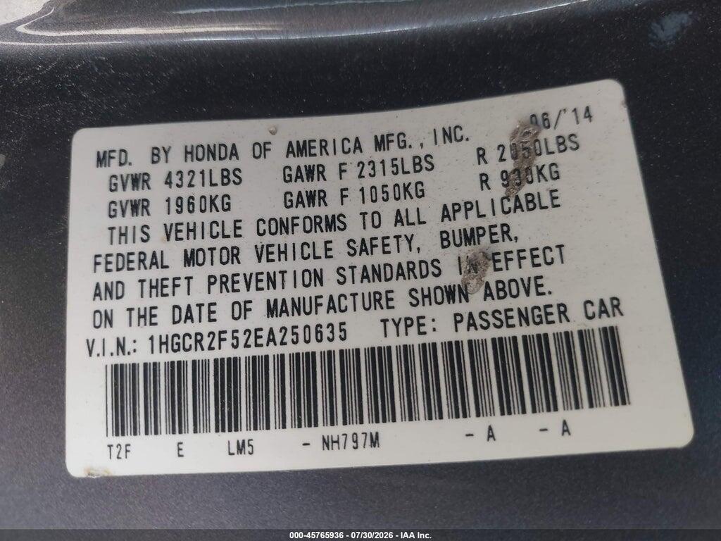 1HGCR2F52EA250635 2014 HONDA ACCORD photo no. 9