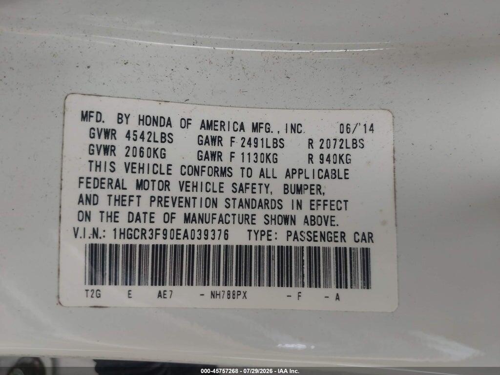 1HGCR3F90EA039376 2014 HONDA ACCORD photo no. 9