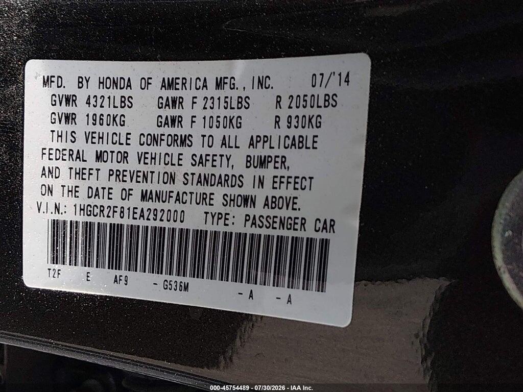 1HGCR2F81EA292000 2014 HONDA ACCORD photo no. 9