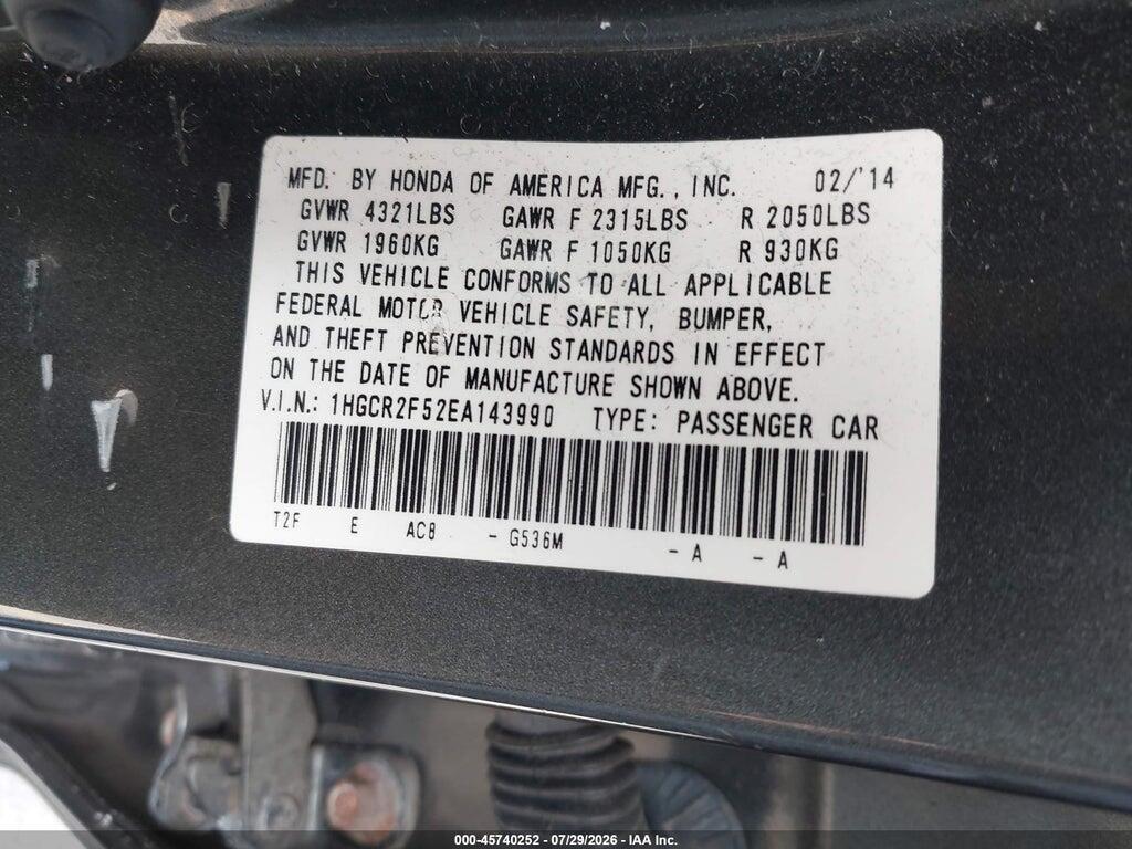 1HGCR2F52EA143990 2014 HONDA ACCORD photo no. 9
