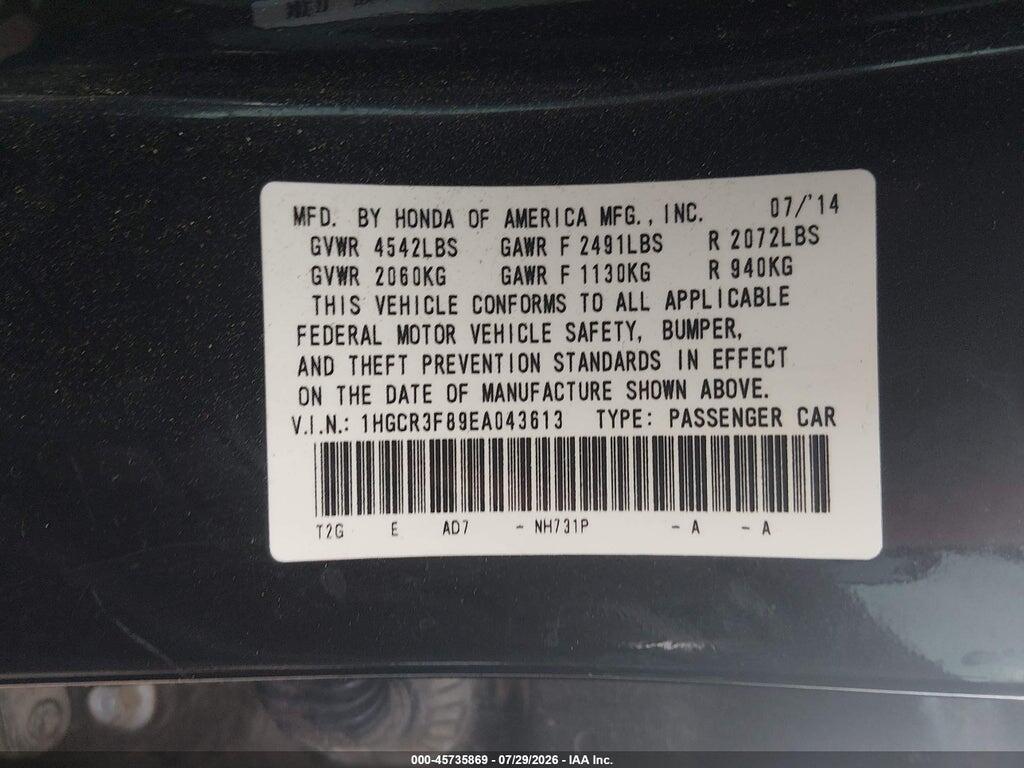 1HGCR3F89EA043613 2014 HONDA ACCORD photo no. 9