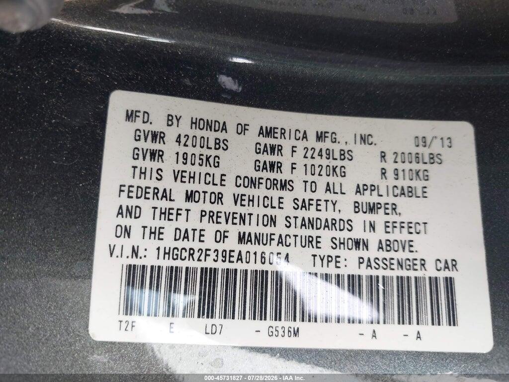 1HGCR2F39EA016054 2014 HONDA ACCORD photo no. 9