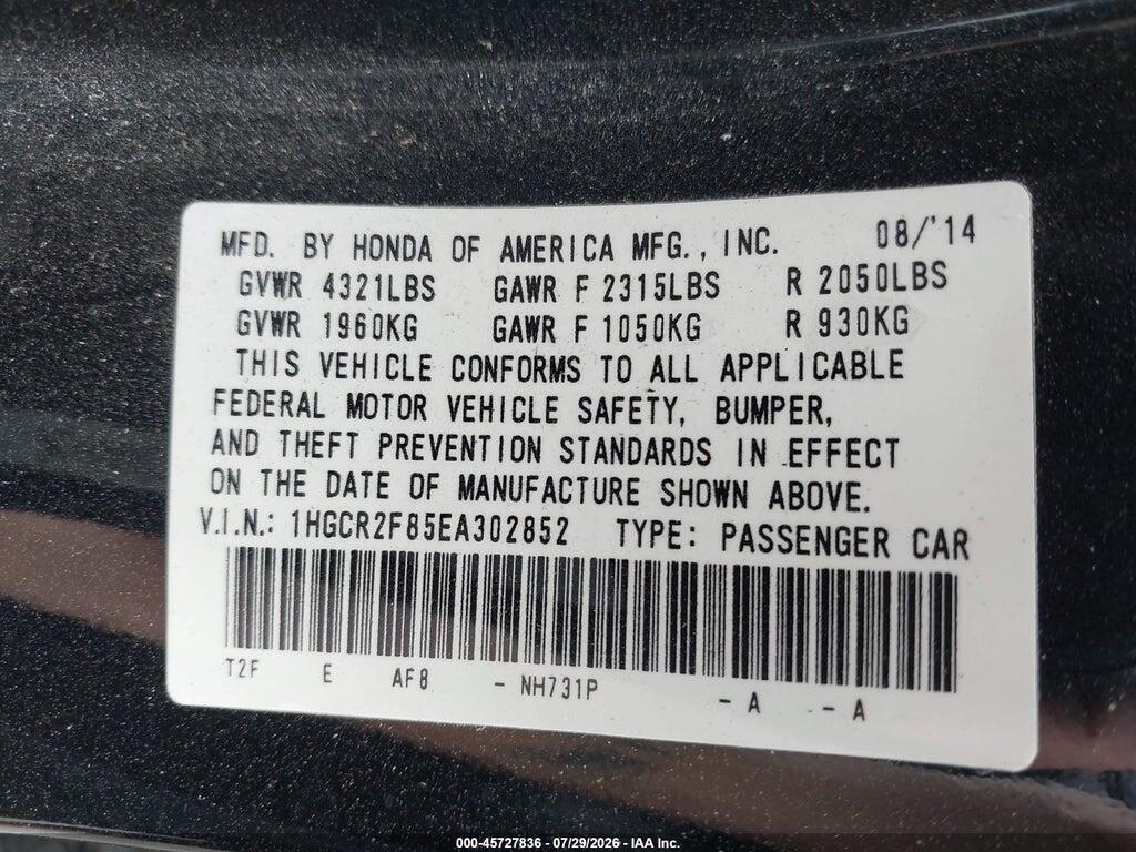 1HGCR2F85EA302852 2014 HONDA ACCORD photo no. 9