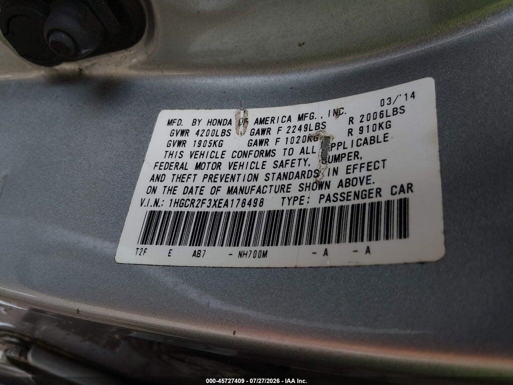 1HGCR2F3XEA178498 2014 HONDA ACCORD photo no. 9