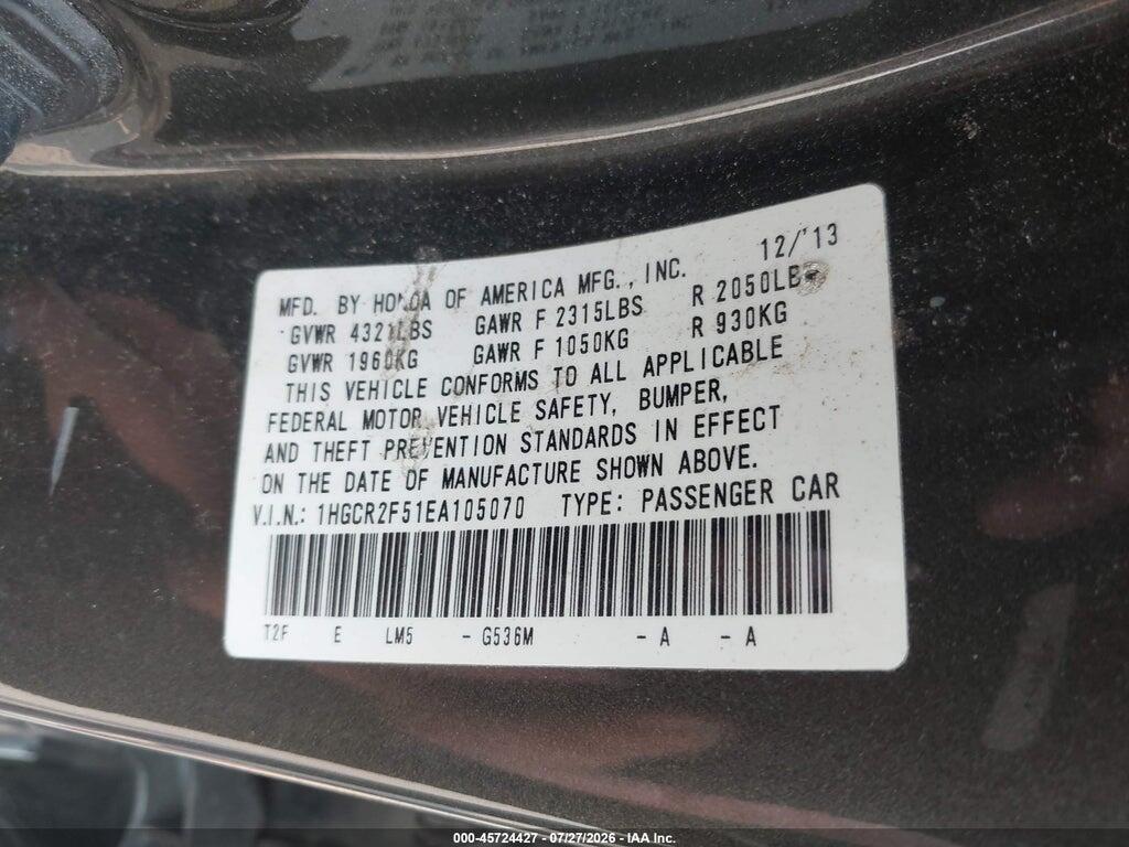 1HGCR2F51EA105070 2014 HONDA ACCORD photo no. 9