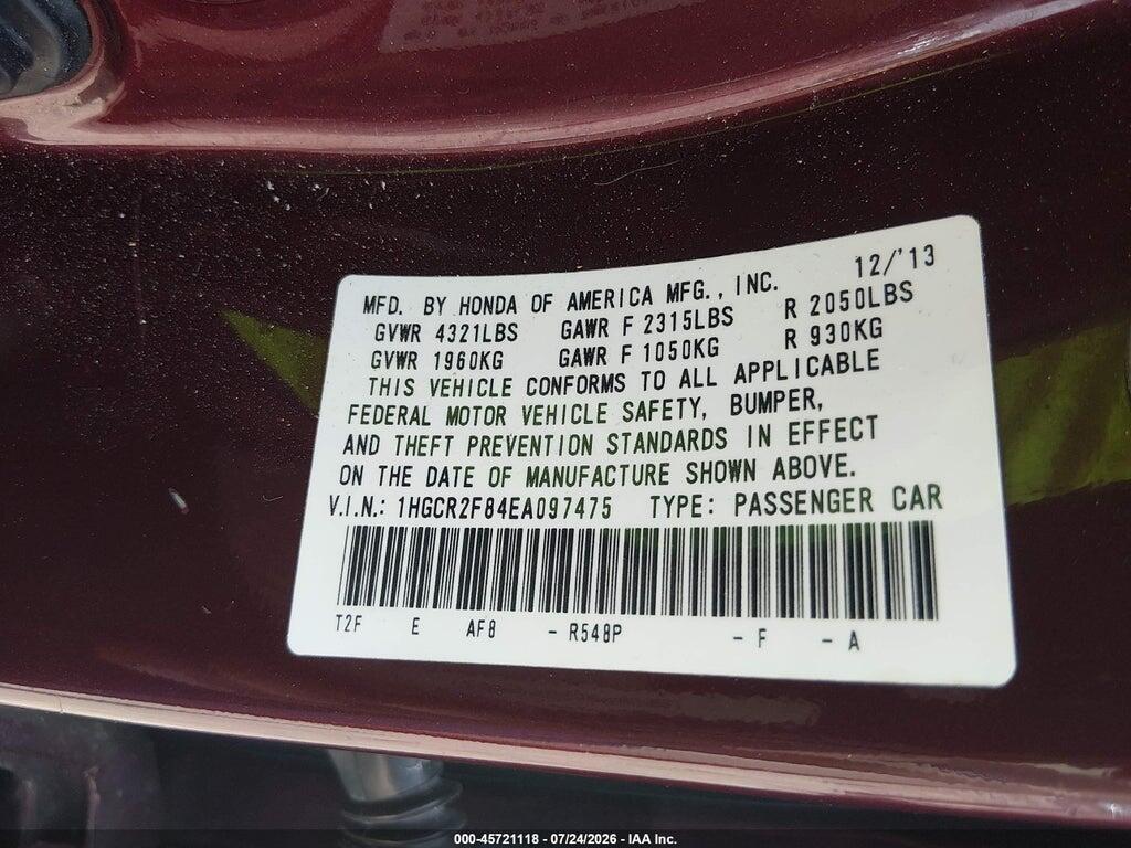 1HGCR2F84EA097475 2014 HONDA ACCORD photo no. 9